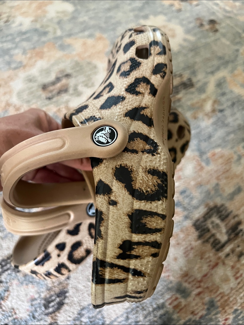 CROCS womens Leopard Print Clogs - Beige and Black - Picture 5 of 6